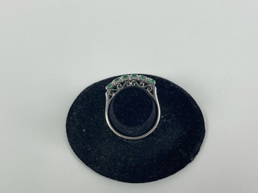 18K Gold Emerald Ring Size 6.5 2.5g (One Of Three Rings In Sale) [Photo 9]