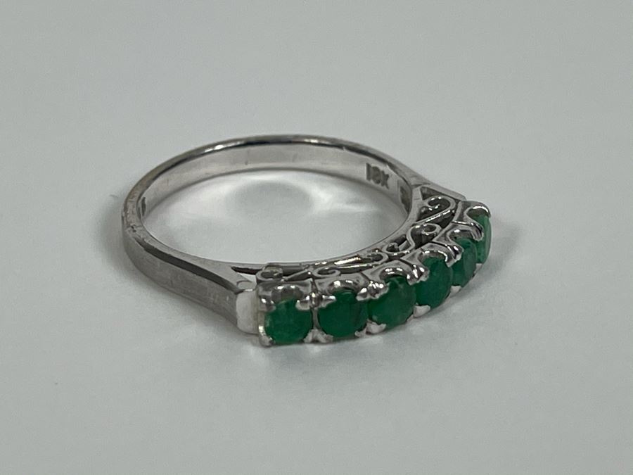 18K Gold Emerald Ring Size 6.5 2.5g (One Of Three Rings In Sale) [Photo 4]