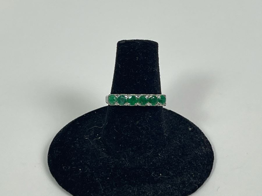 18K Gold Emerald Ring Size 6.5 2.5g (One Of Three Rings In Sale) [Photo 7]