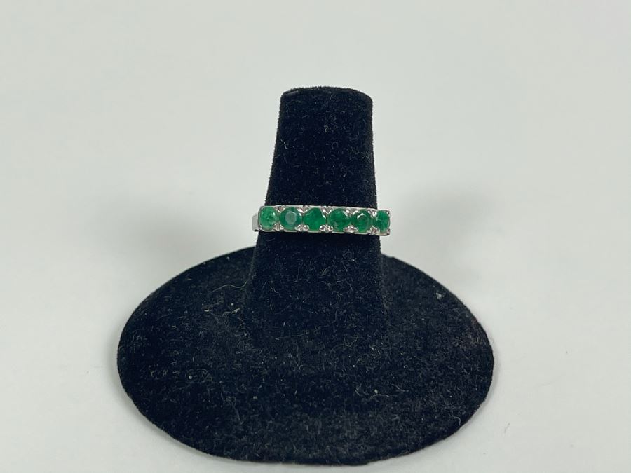 18K Gold Emerald Ring Size 6.5 2.5g (One Of Three Rings In Sale) [Photo 5]
