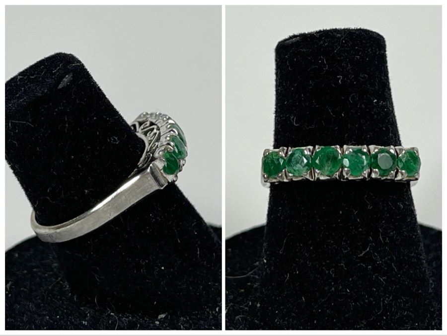 18K Gold Emerald Ring Size 6 2.4g