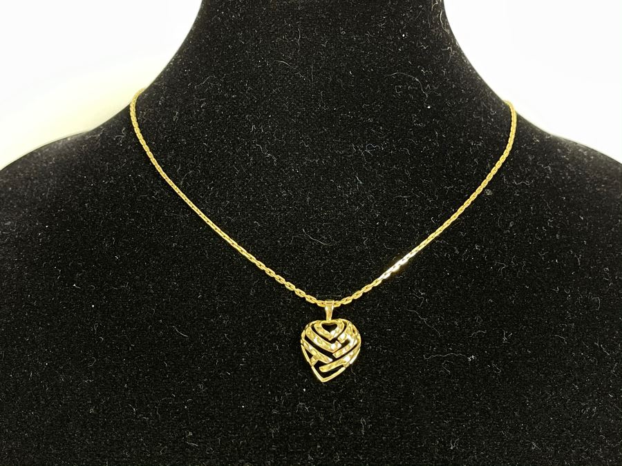 14K Gold 19' Chain Necklace With 14K Gold Heart Pendant 9g [Photo 2]