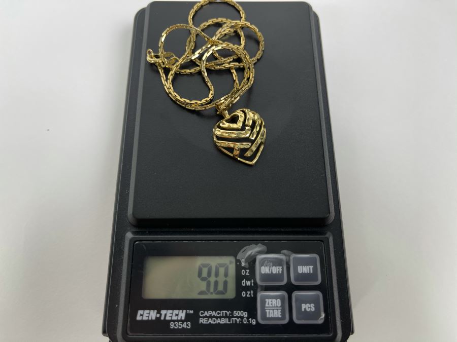 14K Gold 19' Chain Necklace With 14K Gold Heart Pendant 9g [Photo 6]