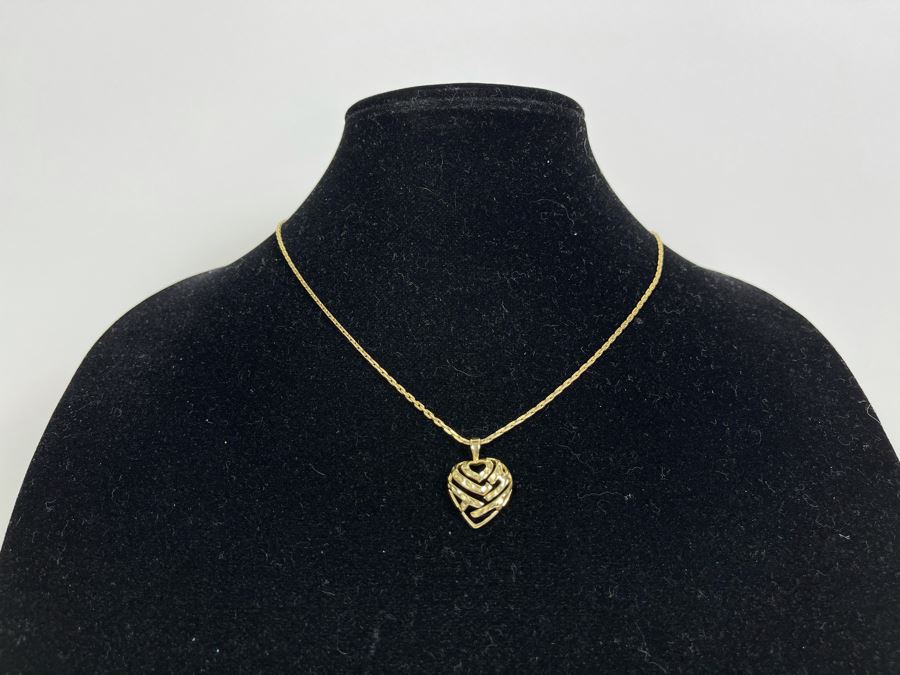 14K Gold 19' Chain Necklace With 14K Gold Heart Pendant 9g [Photo 4]