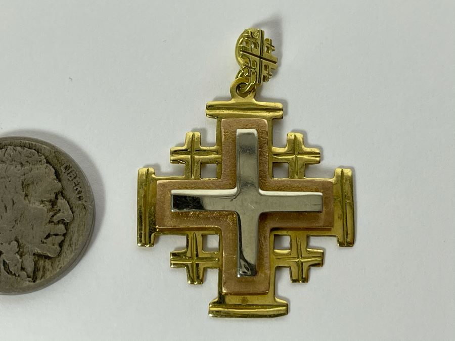 18K Gold Cross Jerusalem Pendant [Photo 2]