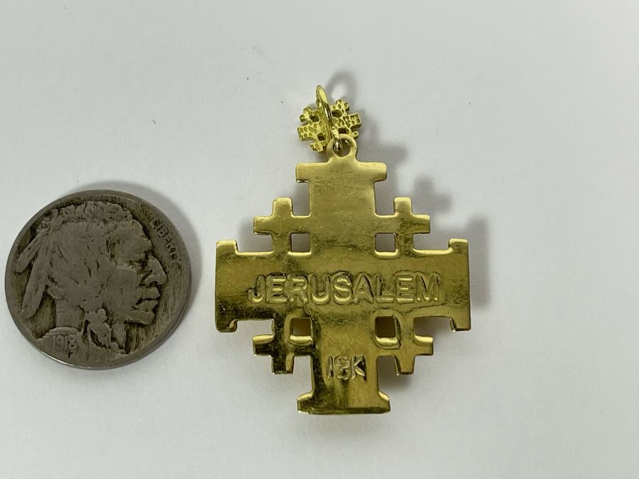 18K Gold Cross Jerusalem Pendant [Photo 5]
