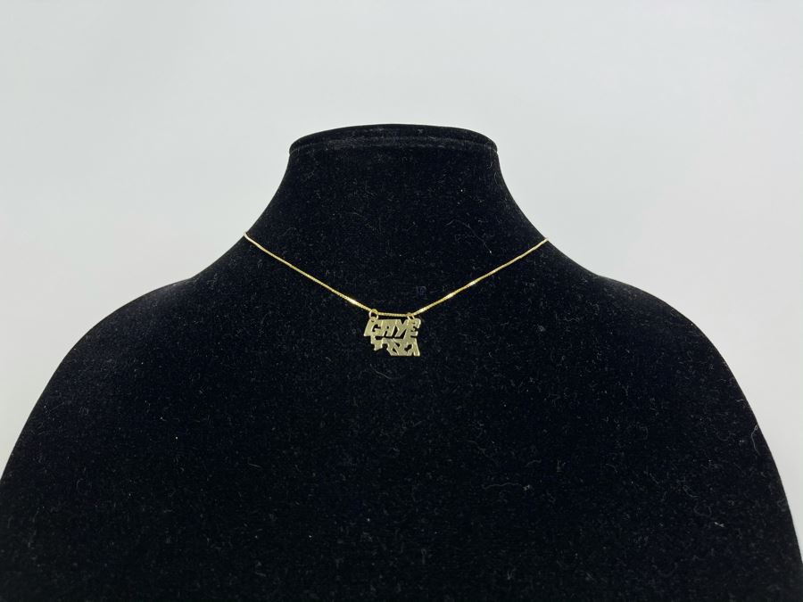 14K Gold 16' Chain Necklace With 14K Gold Pendant 2.4g [Photo 3]