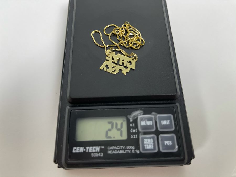 14K Gold 16' Chain Necklace With 14K Gold Pendant 2.4g [Photo 9]