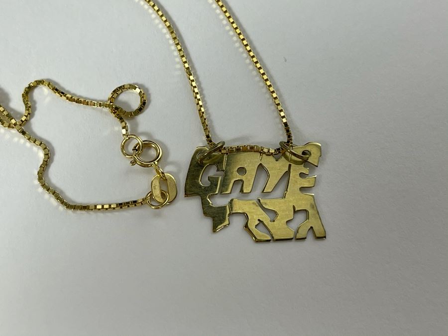 14K Gold 16' Chain Necklace With 14K Gold Pendant 2.4g [Photo 6]