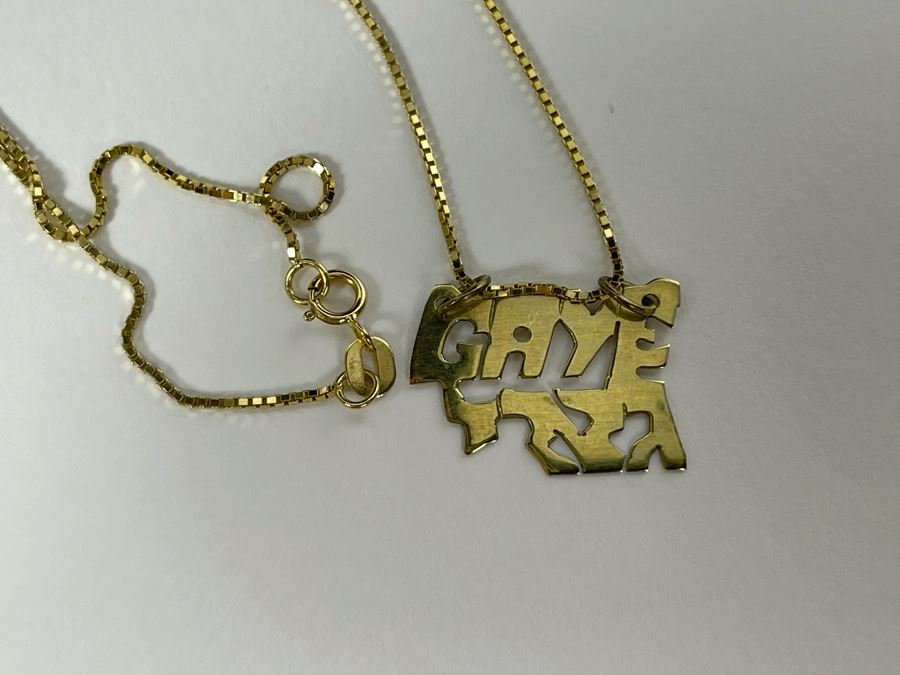 14K Gold 16' Chain Necklace With 14K Gold Pendant 2.4g [Photo 5]