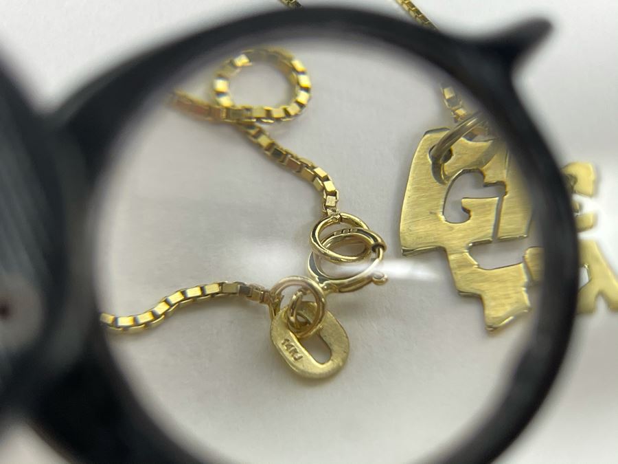 14K Gold 16' Chain Necklace With 14K Gold Pendant 2.4g [Photo 8]