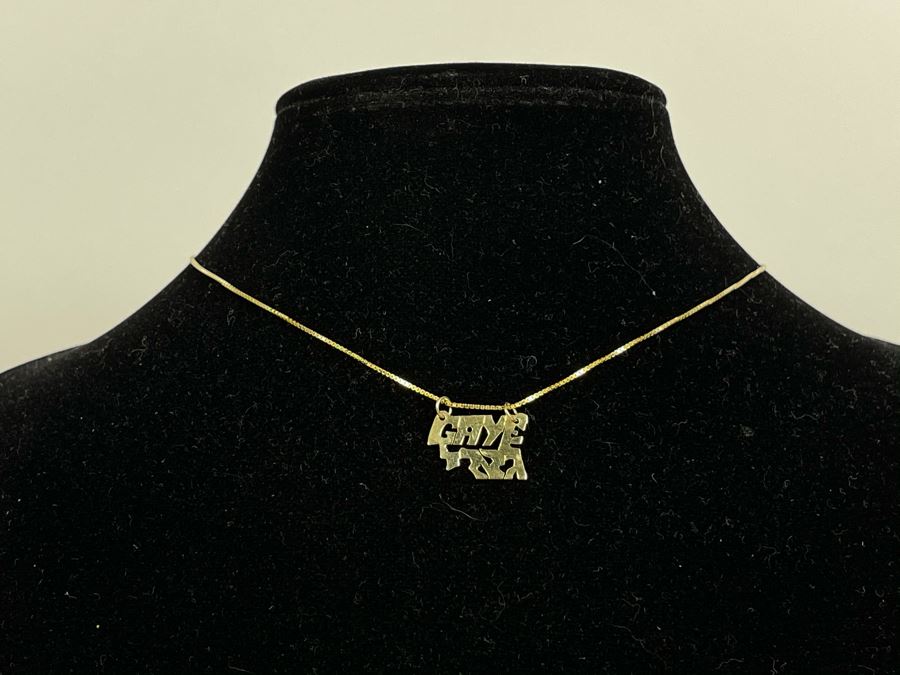 14K Gold 16' Chain Necklace With 14K Gold Pendant 2.4g [Photo 4]