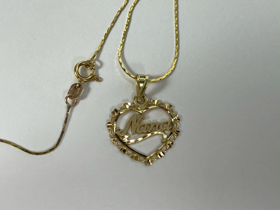 14K Gold 16' Chain Necklace With 14K Gold Pendant 2.4g [Photo 4]
