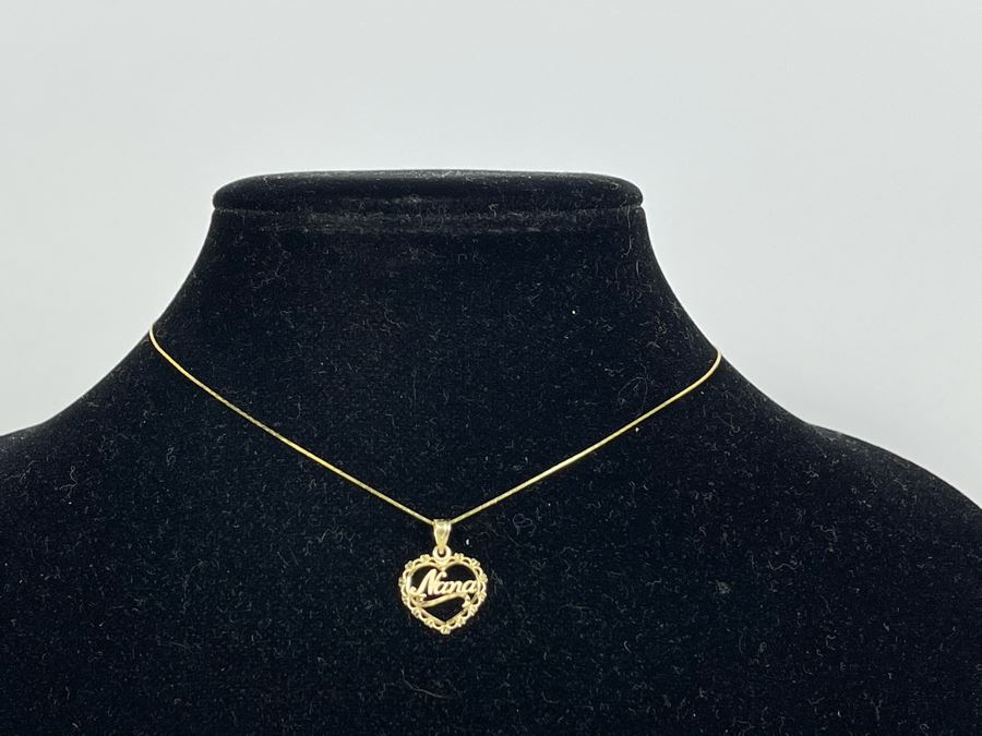 14K Gold 16' Chain Necklace With 14K Gold Pendant 2.4g