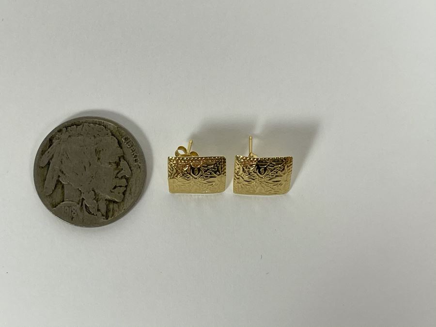 14K Gold Post Earrings 0.5g [Photo 3]