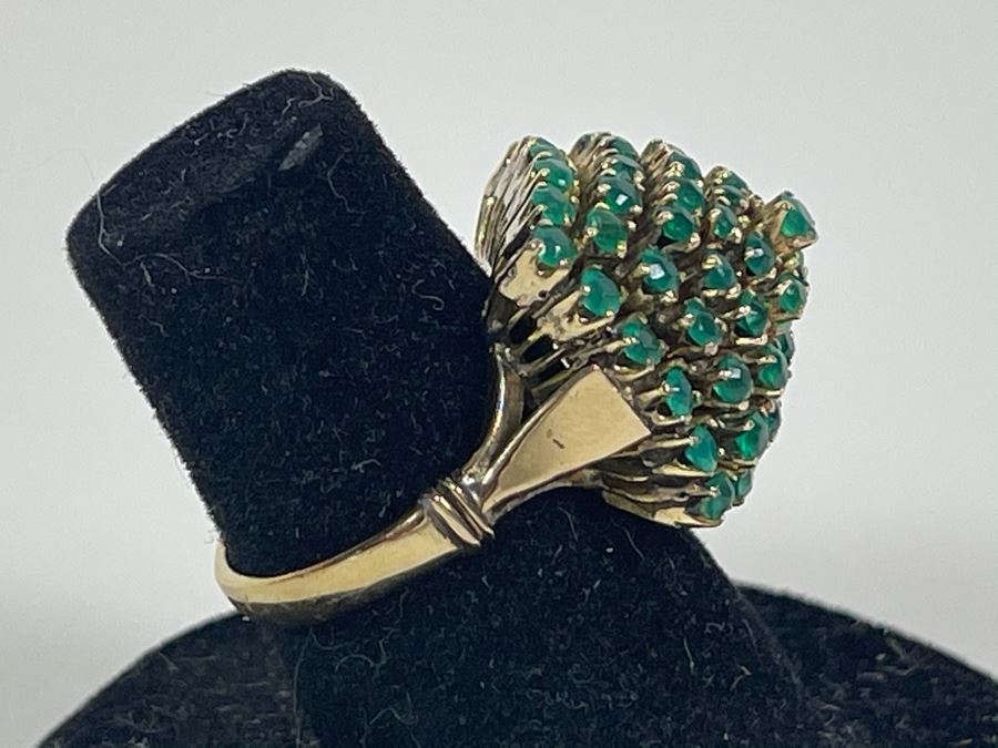 10-14K Dyed Chalcedony Ring (Stamped 18K) 6.4g Fair Market Value $350 [Photo 3]