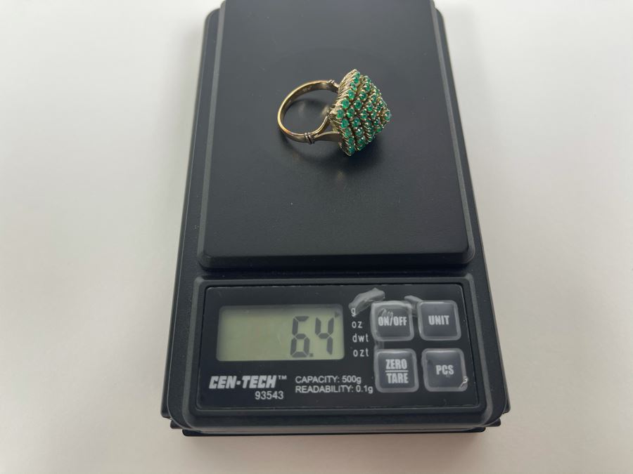 10-14K Dyed Chalcedony Ring (Stamped 18K) 6.4g Fair Market Value $350 [Photo 15]