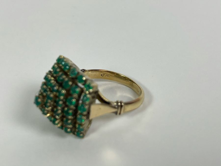 10-14K Dyed Chalcedony Ring (Stamped 18K) 6.4g Fair Market Value $350 [Photo 9]