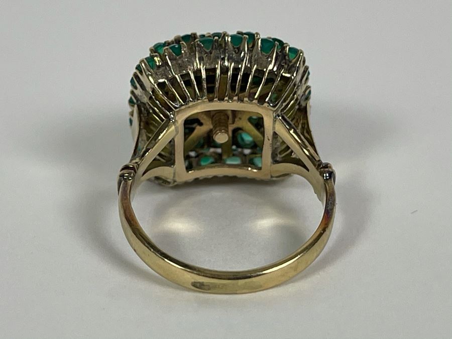 10-14K Dyed Chalcedony Ring (Stamped 18K) 6.4g Fair Market Value $350 [Photo 13]