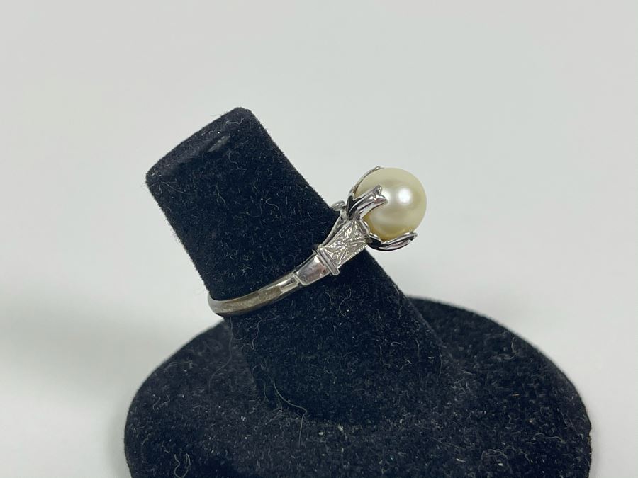 Sterling Silver Pearl Ring Size 6 2.4g [Photo 4]