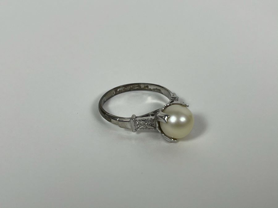 Sterling Silver Pearl Ring Size 6 2.4g [Photo 6]