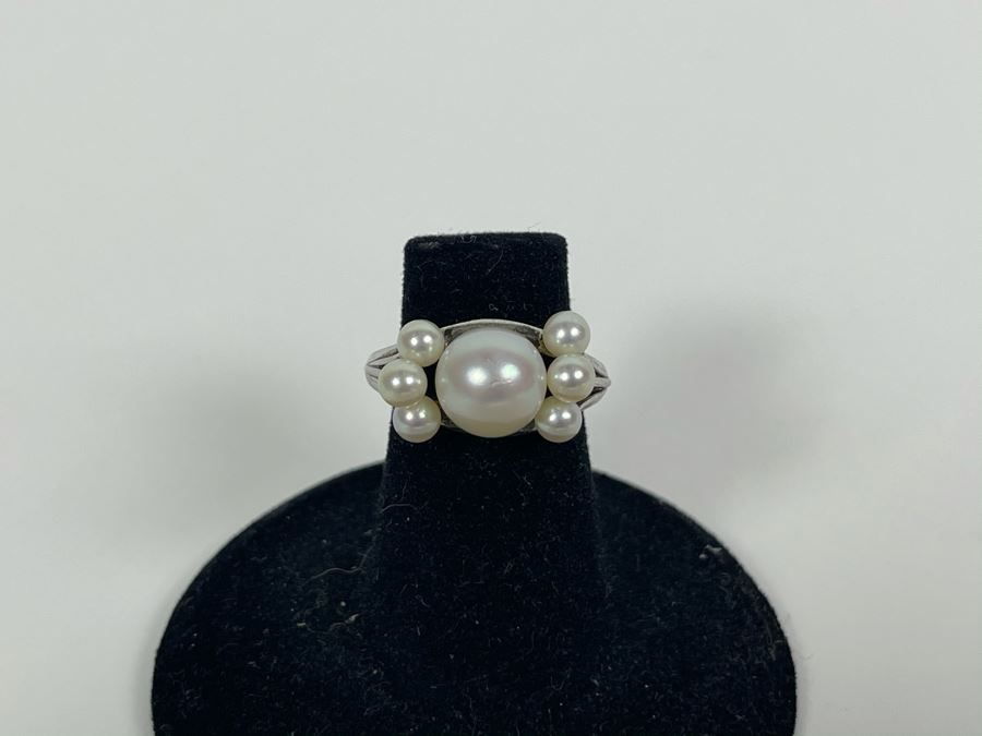 Sterling Silver Pearl Ring Size 4.25 3.9g [Photo 2]