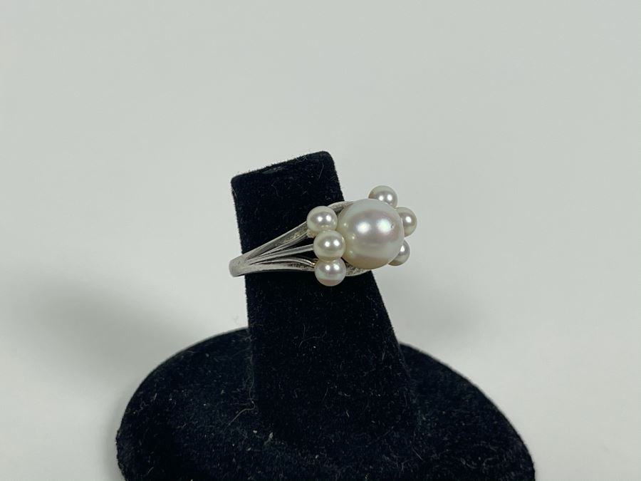Sterling Silver Pearl Ring Size 4.25 3.9g [Photo 4]