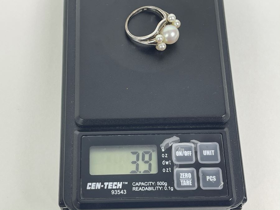 Sterling Silver Pearl Ring Size 4.25 3.9g [Photo 7]