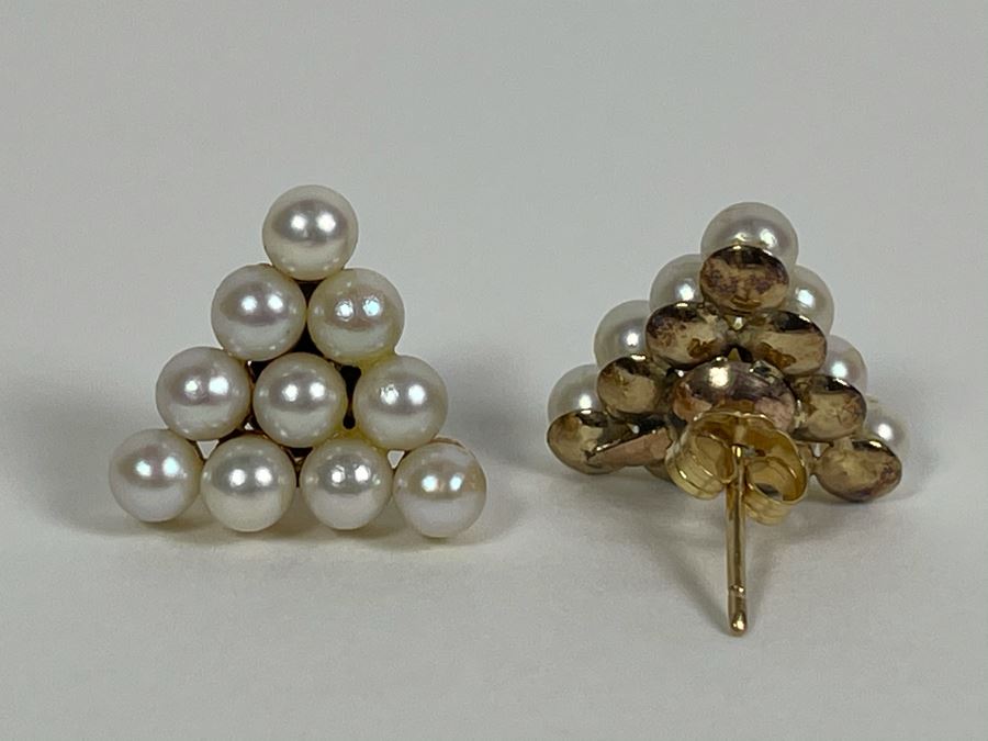 Base Metal Plus 14K Gold Post Pearl Earrings Fair Market Value $100 [Photo 3]
