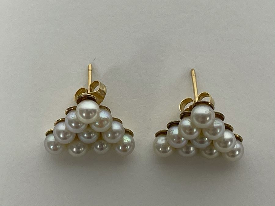 Base Metal Plus 14K Gold Post Pearl Earrings Fair Market Value $100 [Photo 4]