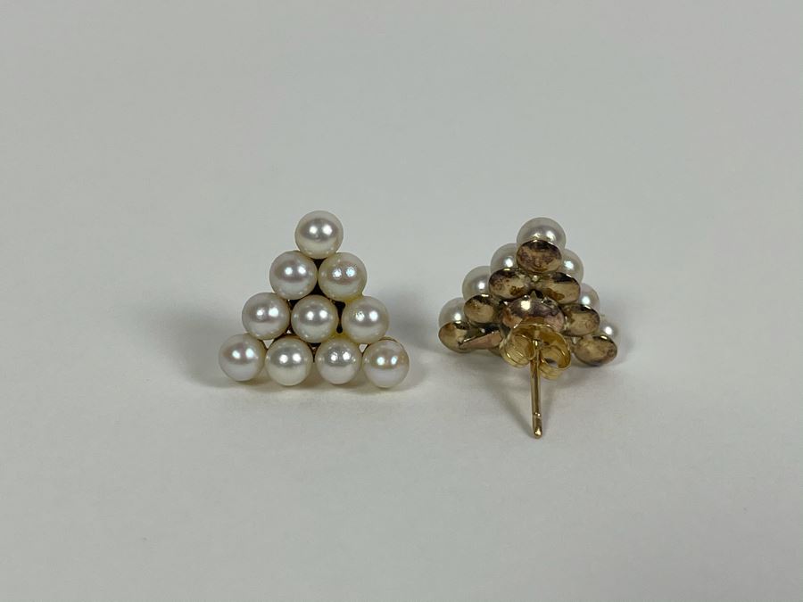 Base Metal Plus 14K Gold Post Pearl Earrings Fair Market Value $100 [Photo 2]