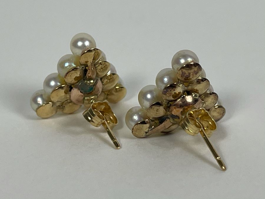 Base Metal Plus 14K Gold Post Pearl Earrings Fair Market Value $100 [Photo 5]