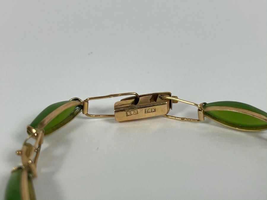 14K Gold Nephrite 6.5' Bracelet 8g [Photo 5]