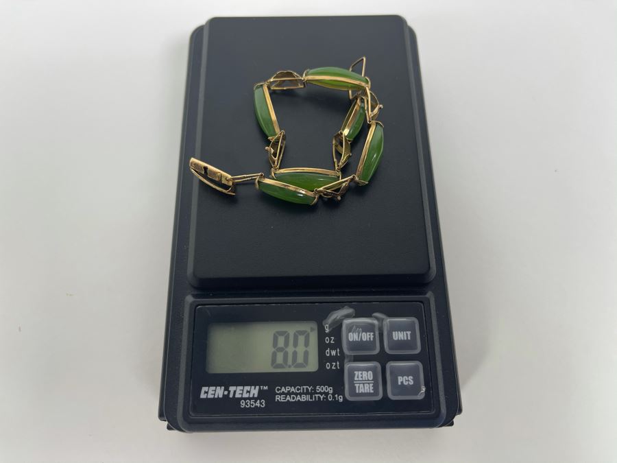 14K Gold Nephrite 6.5' Bracelet 8g [Photo 10]