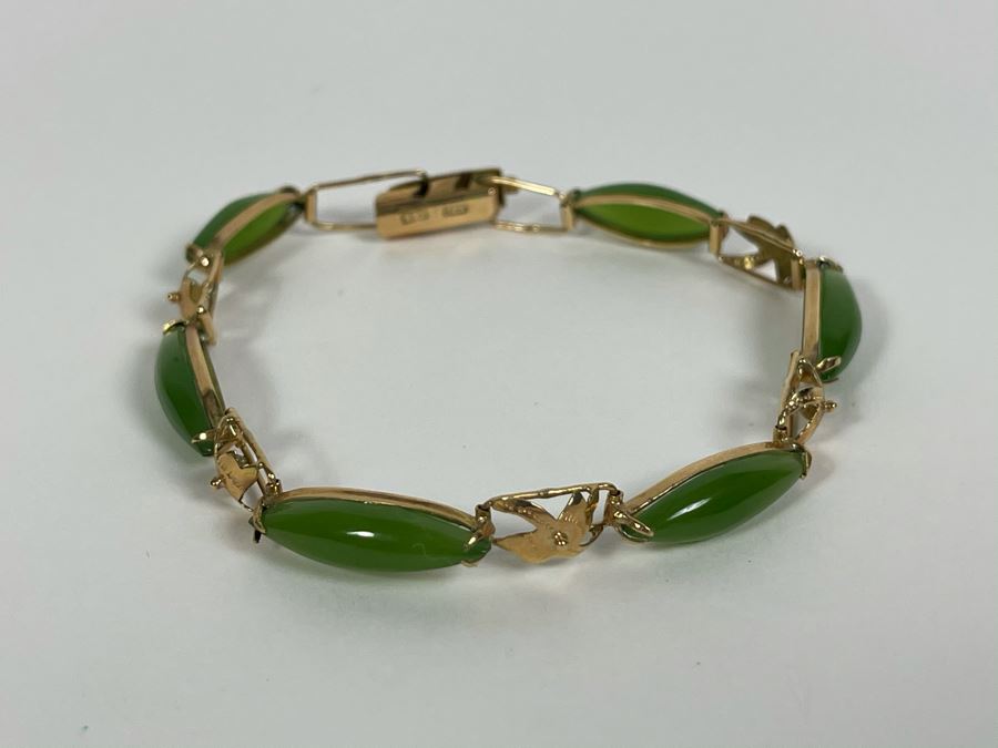 14K Gold Nephrite 6.5' Bracelet 8g [Photo 4]