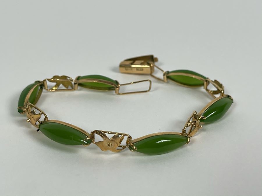 14K Gold Nephrite 6.5' Bracelet 8g [Photo 7]