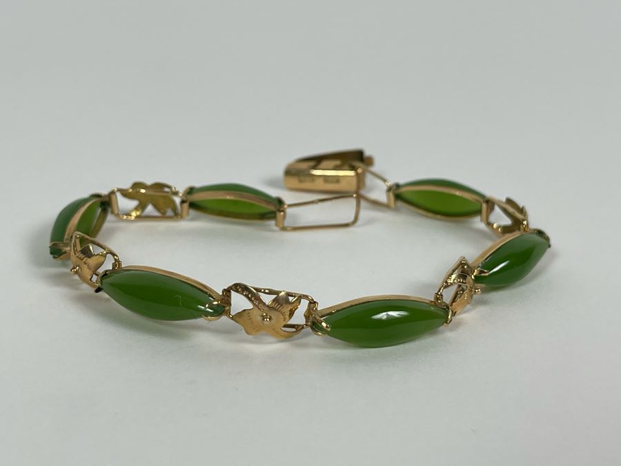 14K Gold Nephrite 6.5' Bracelet 8g [Photo 6]