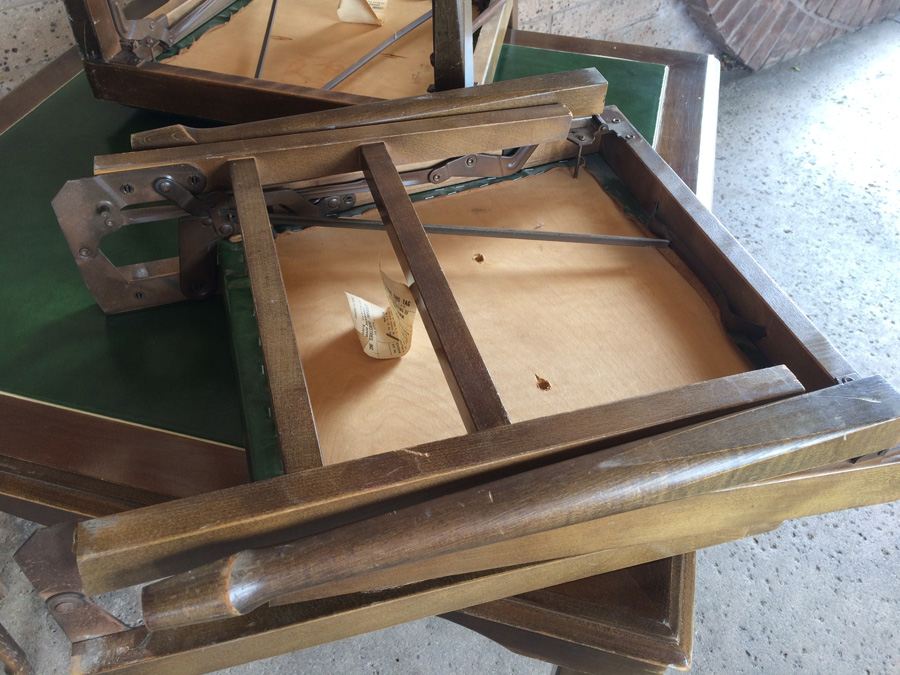 Green Folding Card Table with (4) Folding Cane Back Chairs [Photo 12]