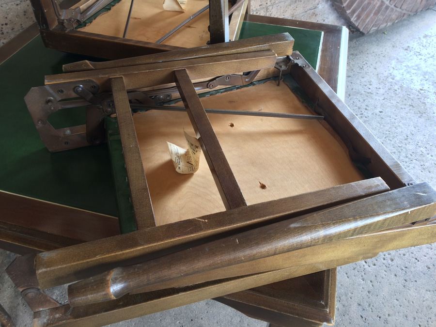 Green Folding Card Table with (4) Folding Cane Back Chairs [Photo 13]