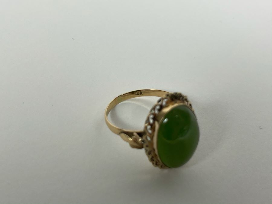 18K Gold Nephrite Ring Size 5.25 2.7g Fair Market Value $200 [Photo 10]
