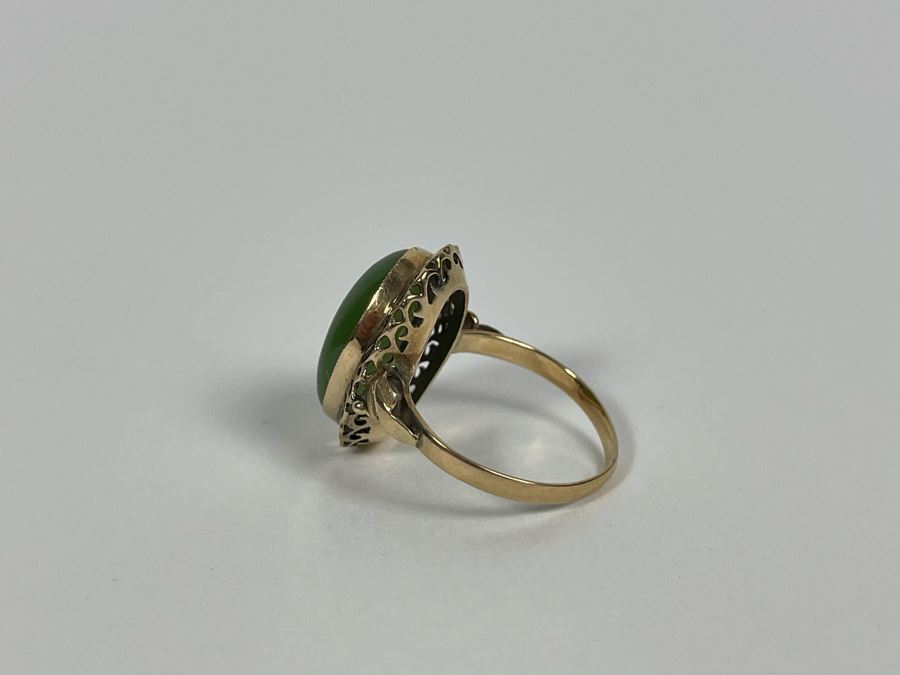 18K Gold Nephrite Ring Size 5.25 2.7g Fair Market Value $200 [Photo 9]