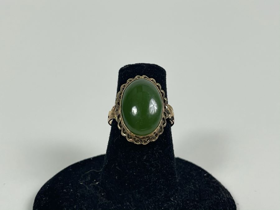 18K Gold Nephrite Ring Size 5.25 2.7g Fair Market Value $200 [Photo 4]