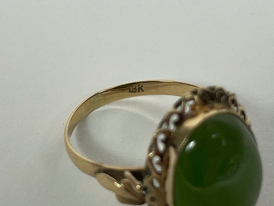 18K Gold Nephrite Ring Size 5.25 2.7g Fair Market Value $200 [Photo 11]