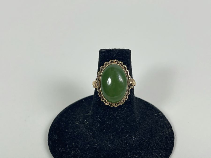 18K Gold Nephrite Ring Size 5.25 2.7g Fair Market Value $200 [Photo 3]