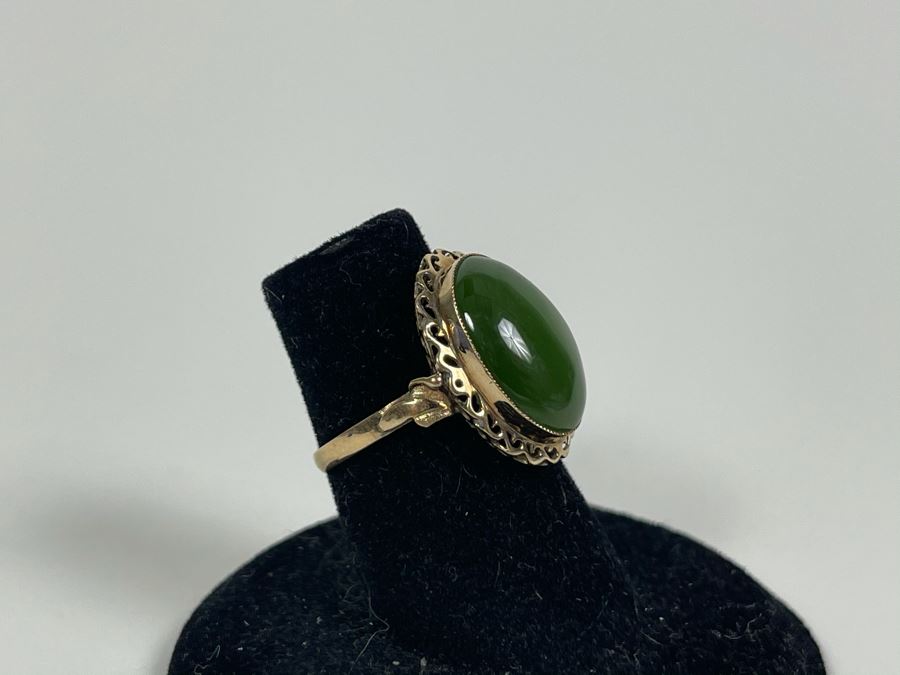 18K Gold Nephrite Ring Size 5.25 2.7g Fair Market Value $200 [Photo 5]
