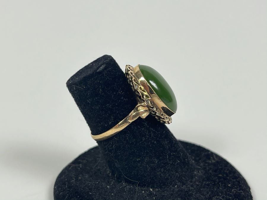 18K Gold Nephrite Ring Size 5.25 2.7g Fair Market Value $200 [Photo 6]
