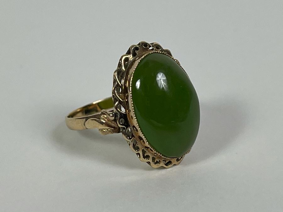18K Gold Nephrite Ring Size 5.25 2.7g Fair Market Value $200 [Photo 13]
