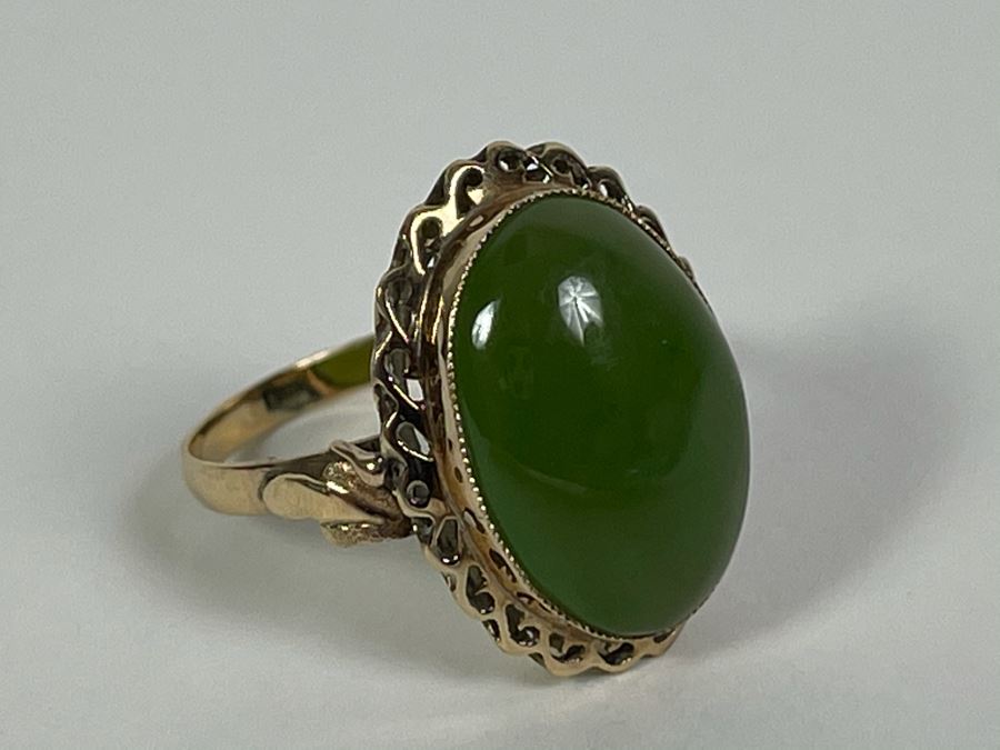 18K Gold Nephrite Ring Size 5.25 2.7g Fair Market Value $200 [Photo 12]