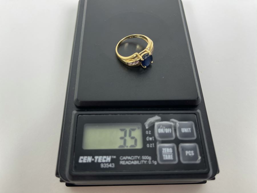 14K Gold Blue And Pink Sapphire Ring Size 7.25 3.5g Fair Market Value $275 [Photo 12]
