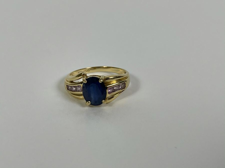 14K Gold Blue And Pink Sapphire Ring Size 7.25 3.5g Fair Market Value $275